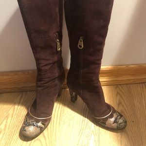 Marc Jacobs brown suede python leather boots 8.5